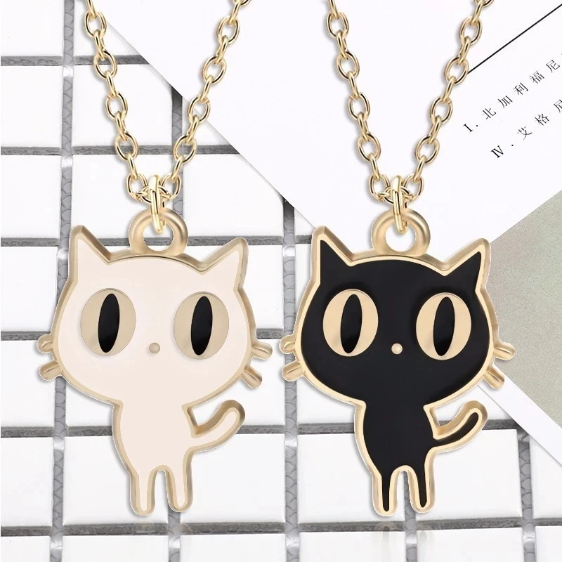 Cute Cartoon Cat Animal Pendant Necklace For Girls Women Lovely Kitten Neko Birthday Party Jewelry Accessories Gift 2024 Trend