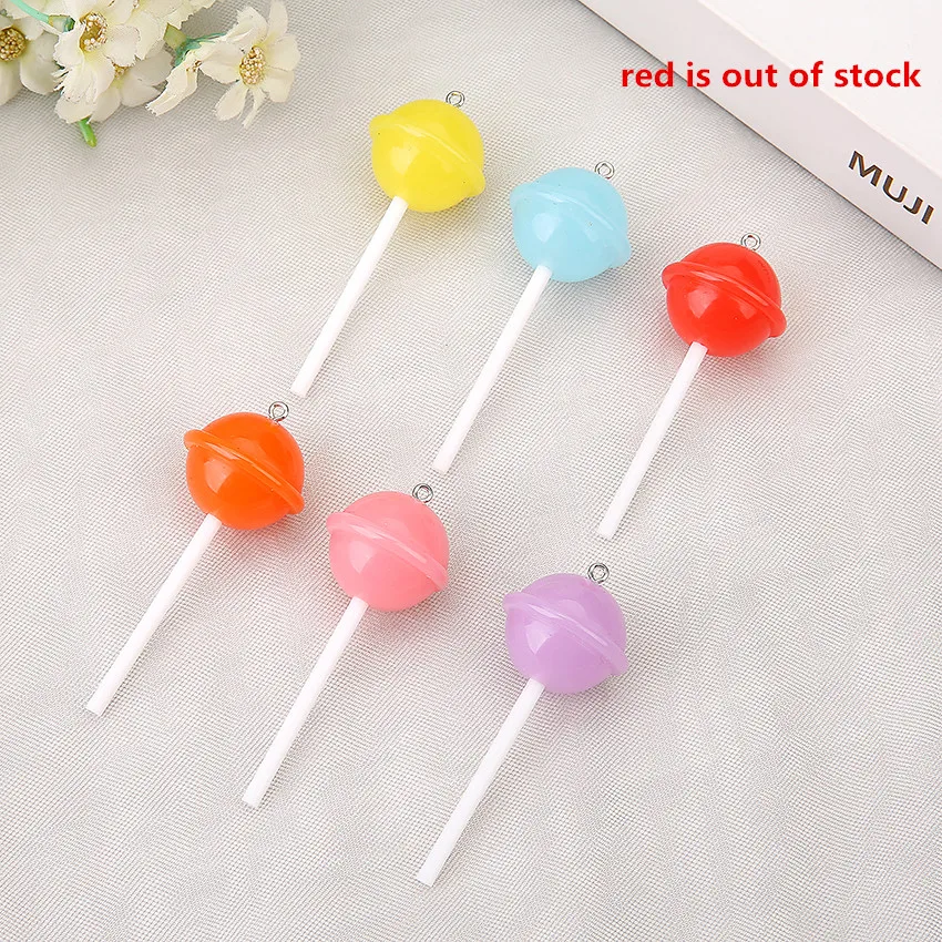 10Pcs 69.5*26.5mm Mixed Lollipop Charms Resin Candy Accessories For Keychain Pendant Necklace Diy Making  Accept Customization