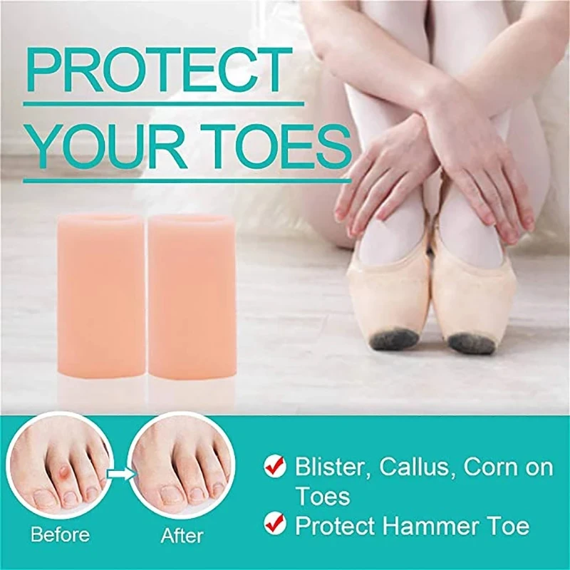 10 pçs silicone toe tubo bolhas de milho calo cuidados alívio da dor protetor gel dedo do pé capa joanete martelo toe correção cinta