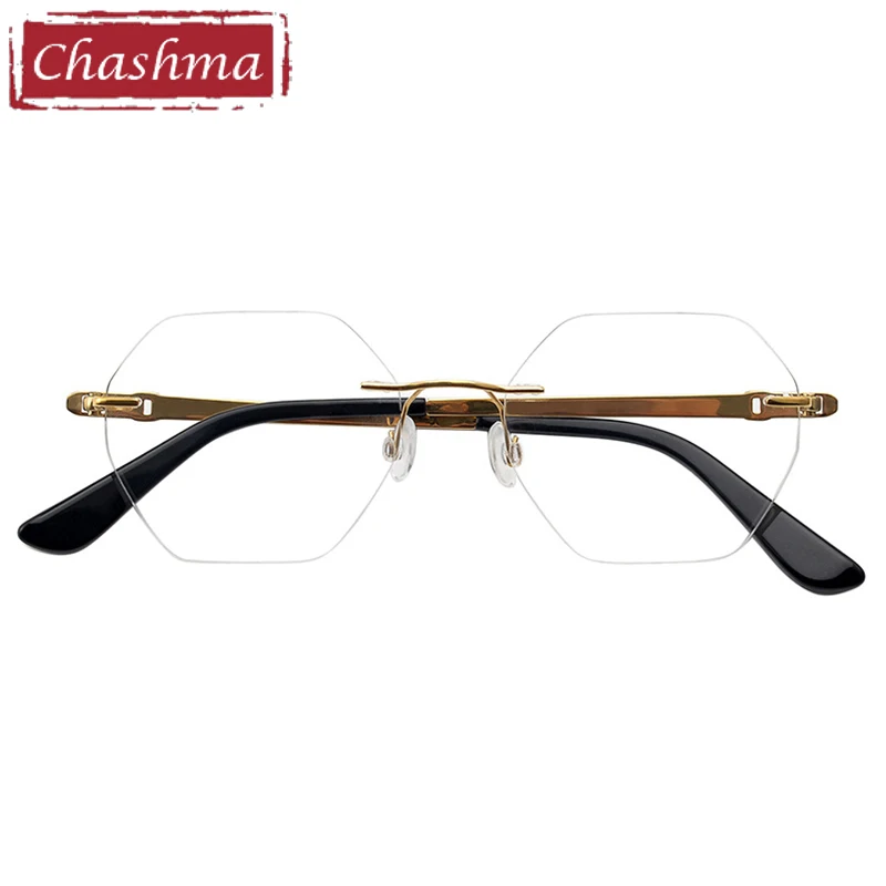 Chashma Rimless Pure Titanium Frame Octagon Eyewear Men Prescription Optical Glasses Female Progressive Anti Blue Ray Lenses