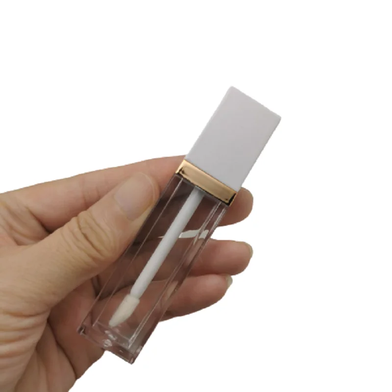 

7ml Square Flat Clear Lip Gloss Wand Tube Empty Plastic Lip Gloss Refillable Container Packaging Bottle Lipgloss tube 50/100pcs