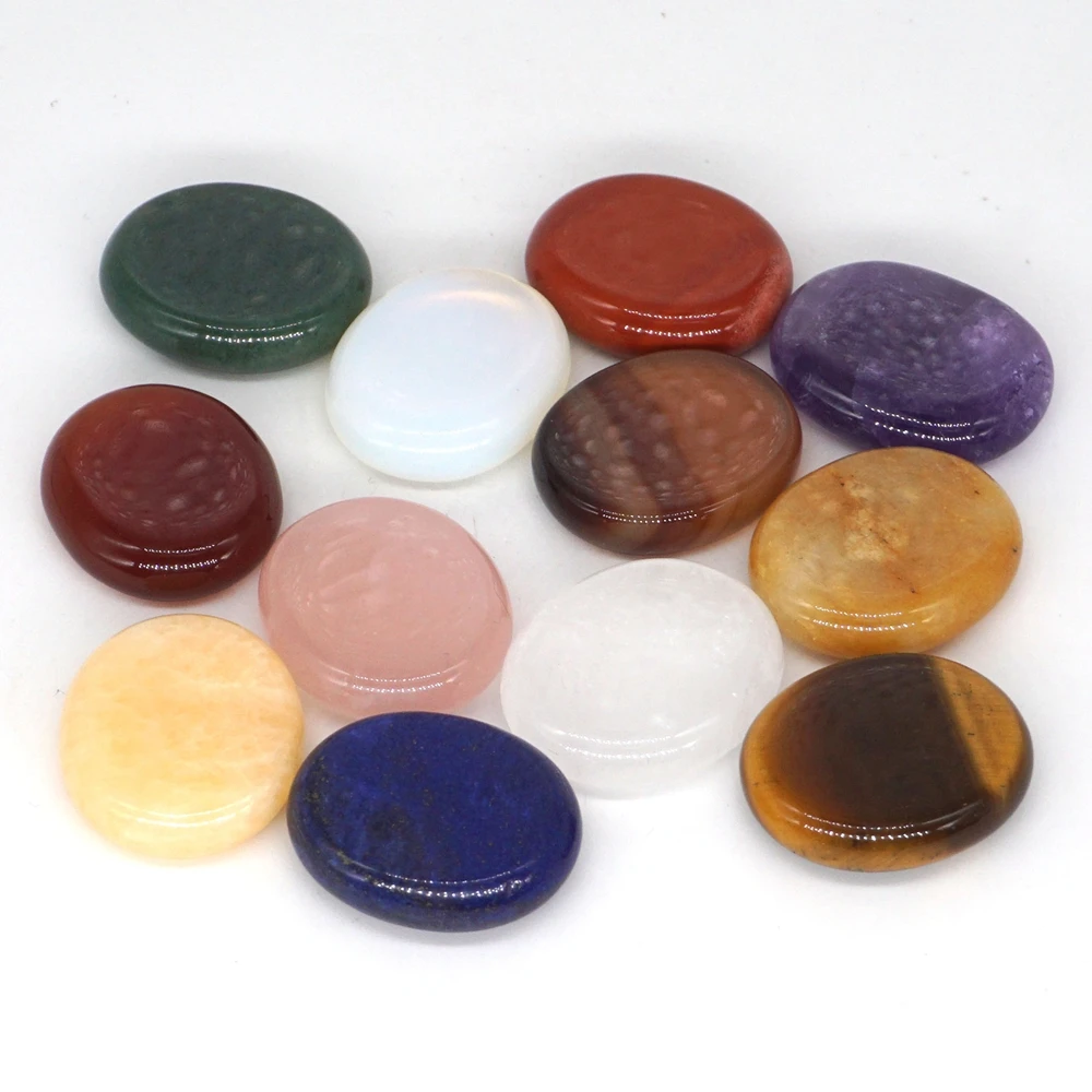 26x22mm Oval Palm Energy Pocket Worry Stone Therapy Crystal Reiki Healing Natural Gems Massage Meditation Spiritual Thumb Flake