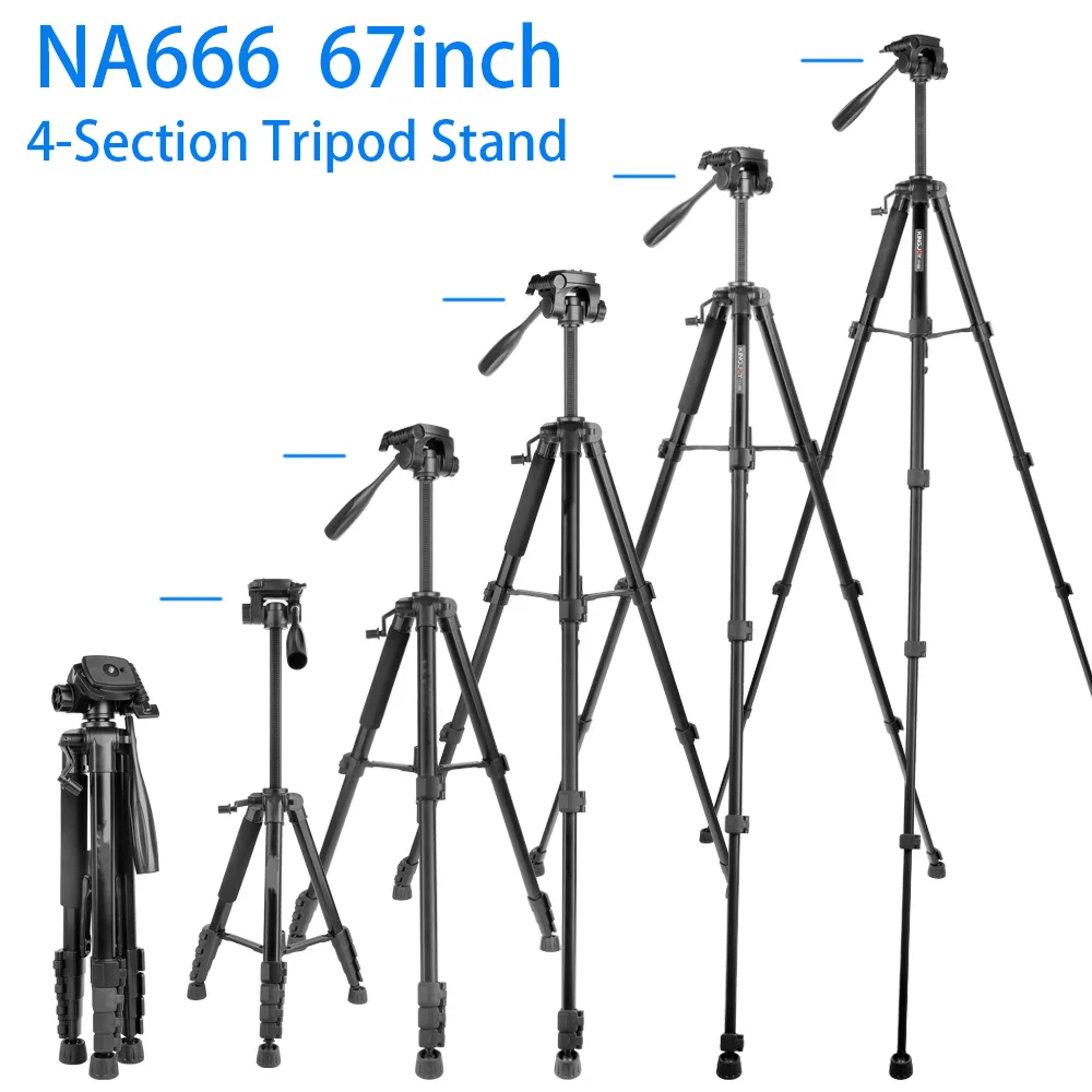 67in Camera Tripod Professional Photography Tripod Stand with Phone Holder Portable Travel Tripe for Canon Sony Nikon Cameras