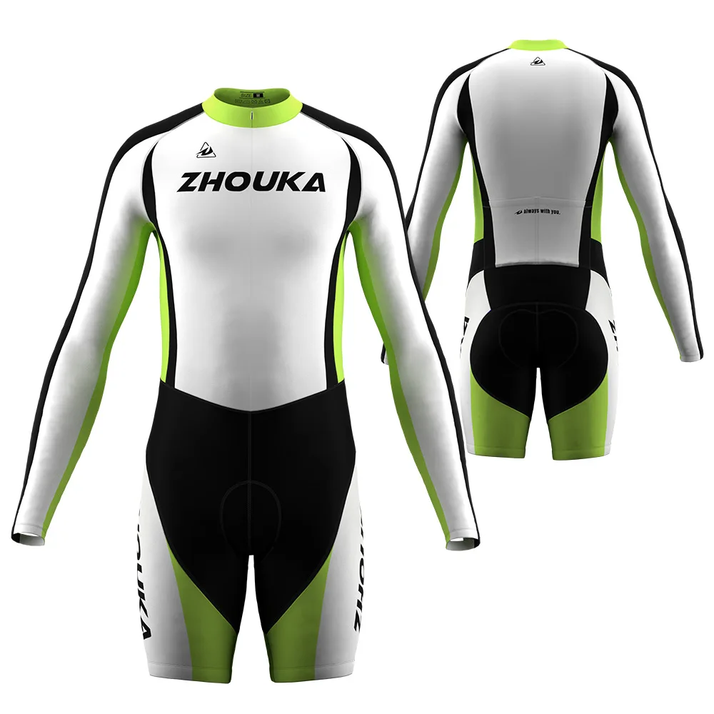 Hot Sale Long Sleeve  Bicycle Set Cycling Bibs Padded Tri Suit For Mens