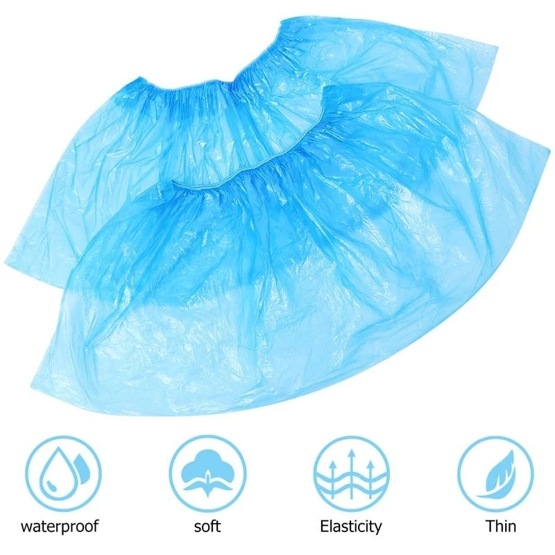 Disposable Plastic Shoe Covers, Cleaning Overshoes, Waterproof, Protective Shoe, C100 Pieces, 100Pcs