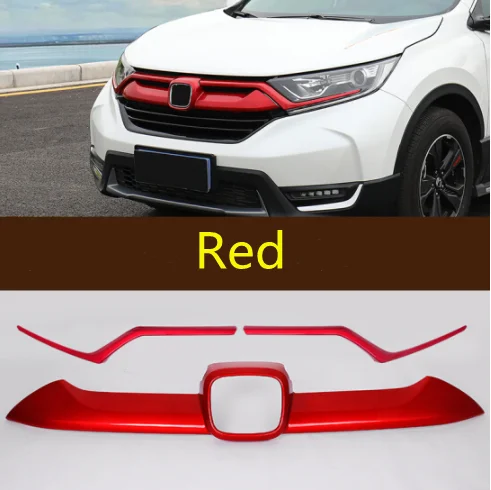 

For Honda CRV CR-V 2017 2018 2019 2020 Car Cover ABS Chrome/Carbon Fiber Trim Front Bottom Racing Grid Grill Grille Hood Edge