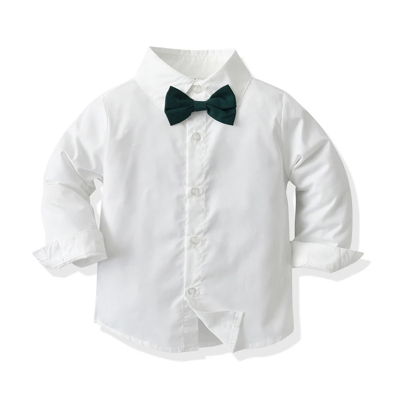 top and top Children Boys Formal Clothing Set Toddler Boy Gentleman Long Sleeve White Shirt+Suspenders Pants Clothes Outfits