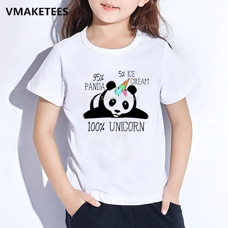 Girls & Boys Cartoon Funny T shirt Kids Surprised Ice Cream Dabbing Unicorn Panda Print T-shirt Summer Baby Clothes