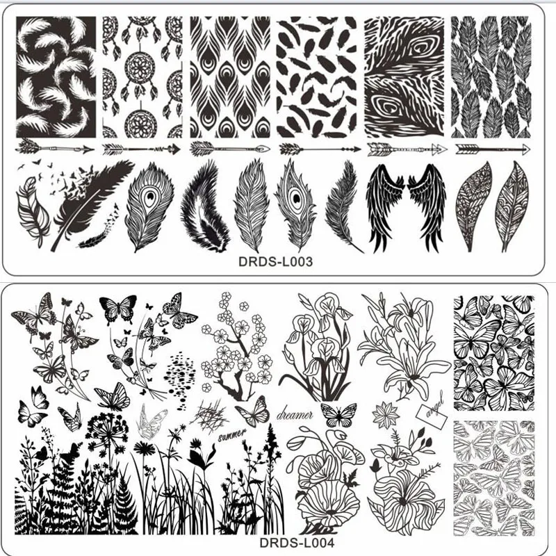 DRDS-12 * 6Cm Templates Platen Afbeelding Stempelen Plaat Ontwerp Bladeren Bloem Stripeflower Dier Temperatuur Stempel Nail Art Template * 1