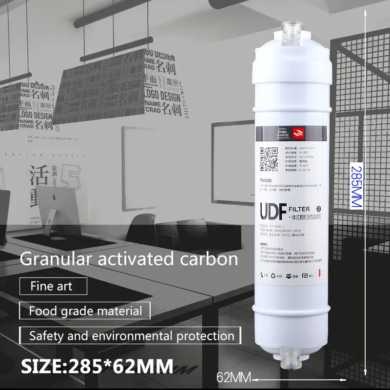 Filtro purificador de agua de 10 pulgadas, conexión rápida de 1/4 ", UDF, carbón activado granulado para cocina, 285MM x 62MM, elemento de filtro de Linker rápido