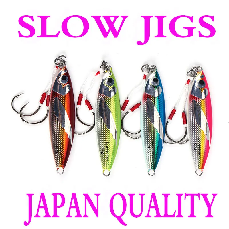 

slow jigging 40g 60g 80g 100g fishing metal jig pesca saltwater laser jigs peche en mer metal hard bait fake lures lurekiller