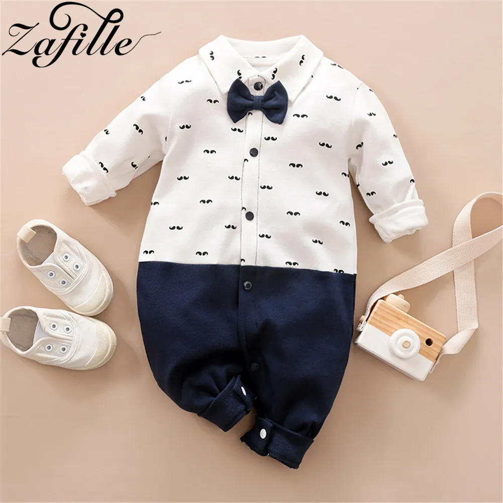 ZAFILLE Men\'s Baby Clothes Gentleman Costume For Newborns Boys Sleepwear Baby\'s Rompers Jumpsuit With Necktie Boy Baby Clothing