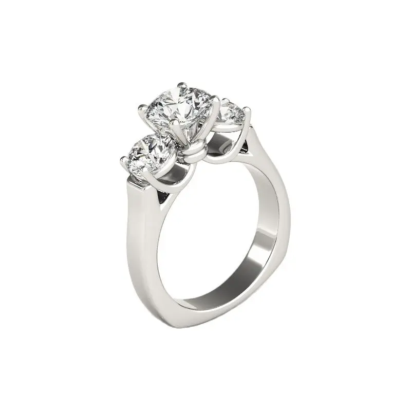 Bague de fiançailles en argent regardé 925 pour femme, diamant Moissanite, 3 charbons, 2.2 carat, document D