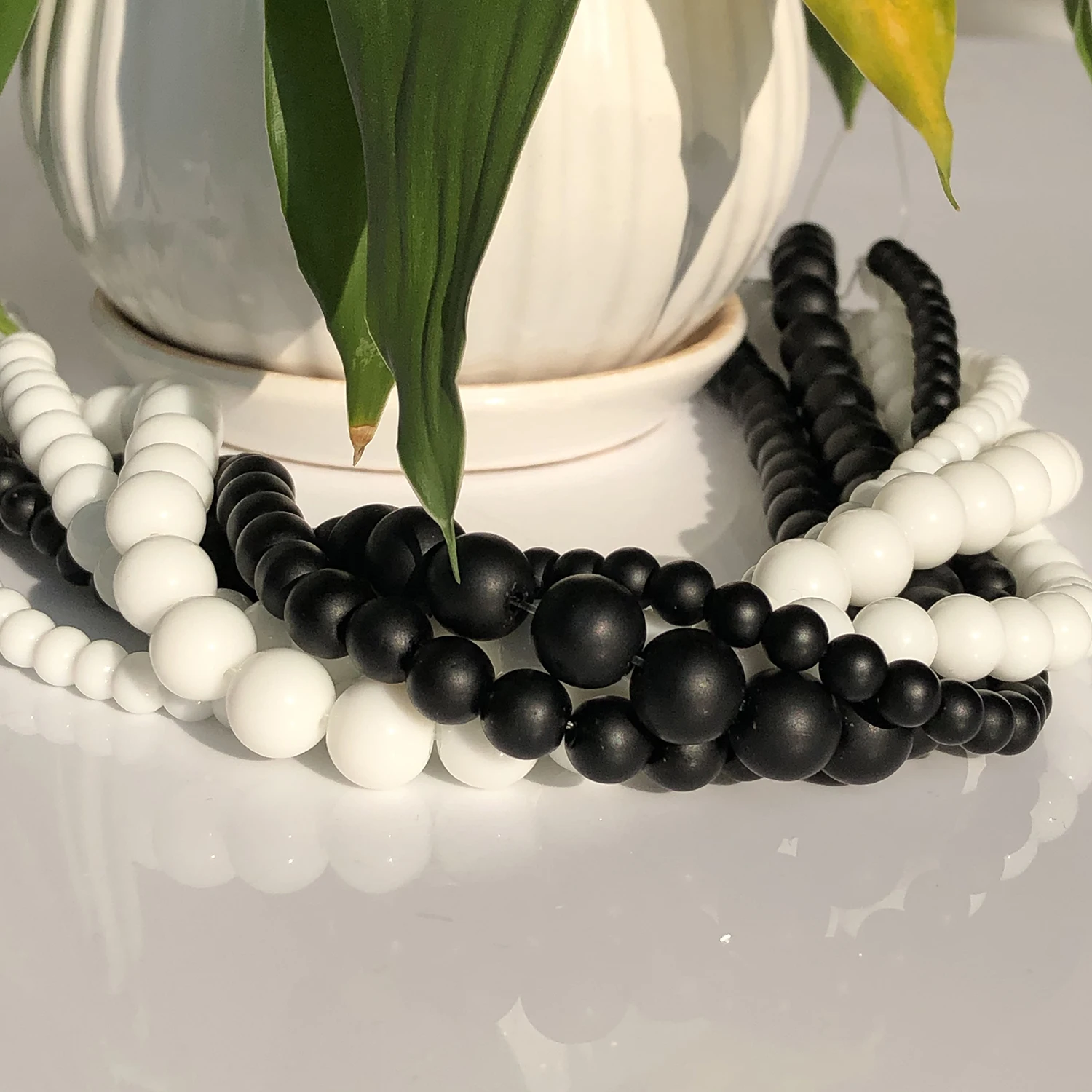 4 6 8 10 12mm  Black Agates Natural Stone Beads For Jewelry Making Round Onyx Loose Beads Diy Bracelet Necklace Accessory