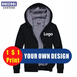 Zipper Hoodie Custom Logo Print Brand Sweatershirt Embroidery Men And Women Plus Velvet Jacket ONECOOL 2021