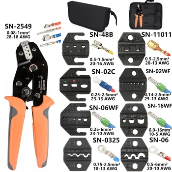 압착 플라이어 SN-2549 및 8 조 키트, 페룰 터미네이터 절연 케이블 커넥터, 전선 압착 클램프, 2.8, 4.8, 6.3, XH2.54 