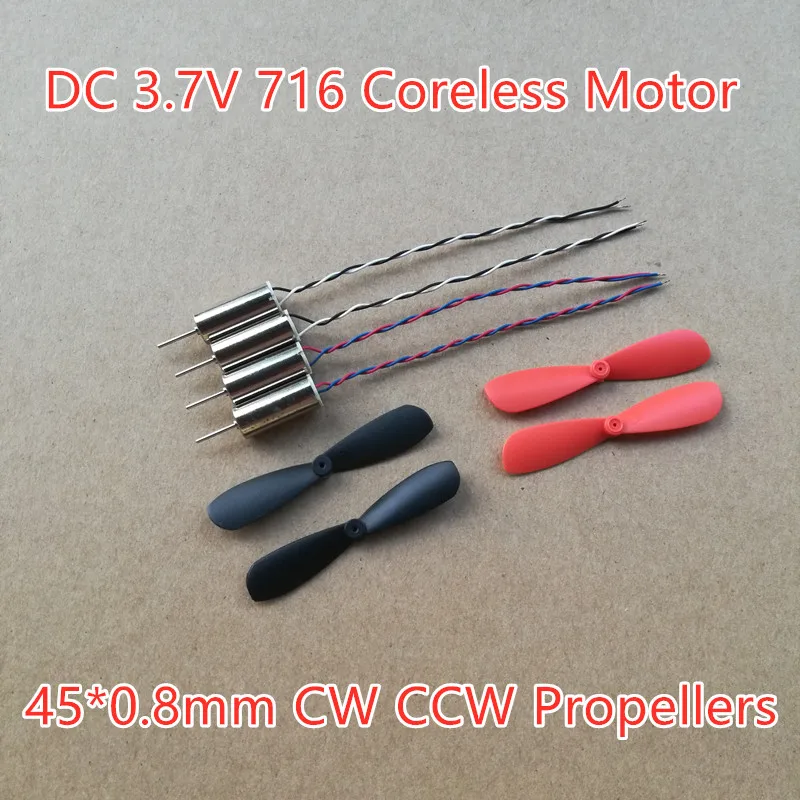 DC 3.7V Micro 7mm*16 motor CW/CCW Electric Motor Helicopter 45mm Propellers Coreless Motor for RC Quadcopter Drone Model DIY