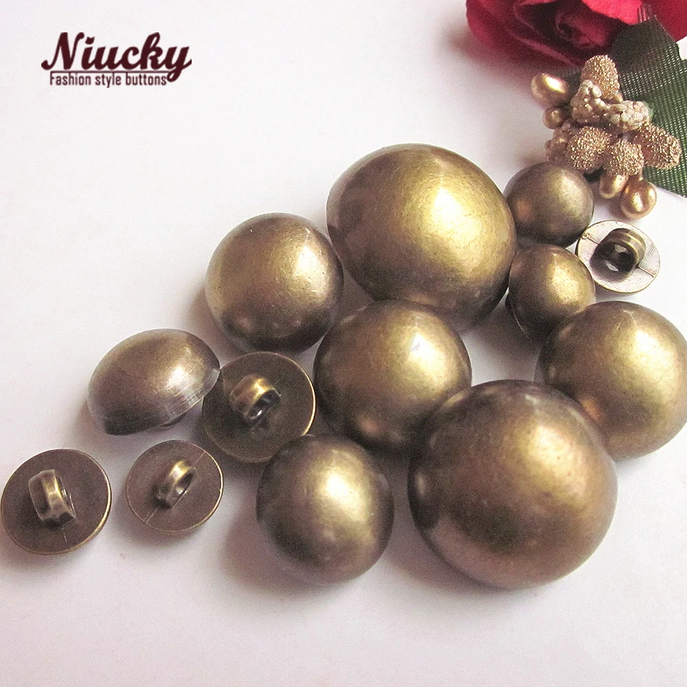 Niucky 10mm-15mm Shank Bronze Mushroom Halfsphere Sewing Buttons for Basic Fashion Clothing Accessories P0301-037