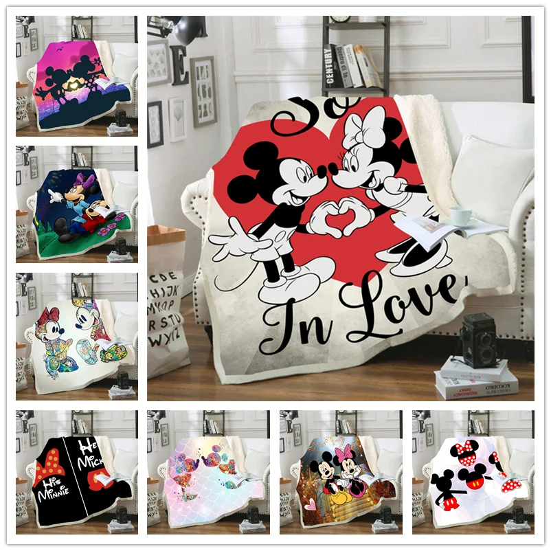 Disney Mickey Minnie Mouse Blanket Cartoon Sherpa Fleece Blankets Throws on Bed/Crib/Couch 150x200CM Baby Girls Boys Kids Gift