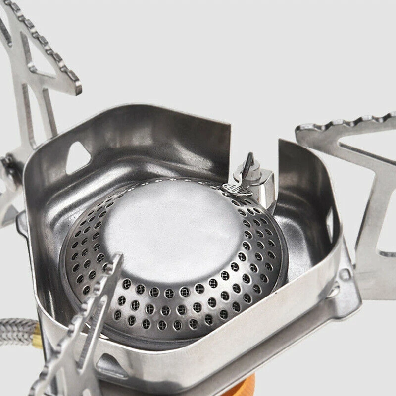 พับวงเล็บที่แข็งแกร่ง 3500W ขนาดเล็กแบบพกพา Windproof Camping เตาแก๊ส MINI กลางแจ้งทําอาหาร Burner