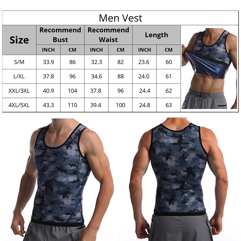 Sweat Sauna Body Shapers Vest Waist Trainer Tops Slimming Compression Shapewear Waist Shaper Corset for Men Workout Shirt