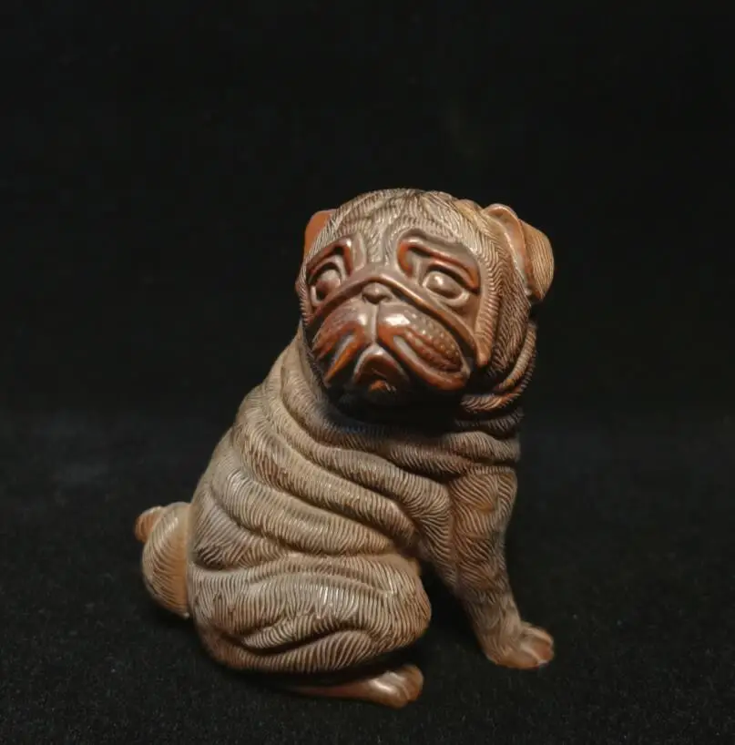 

China Hand-carved boxwood archaize dog small crafts statue