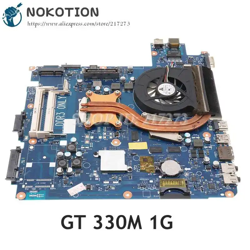 NOKOTION Laptop Motherboard For SAMSUNG P580 NT-P580 GT 330M 1GB free i3+heatsink 0XF0RD-2 BA92-07347B BA92-07347A BA92-06461A