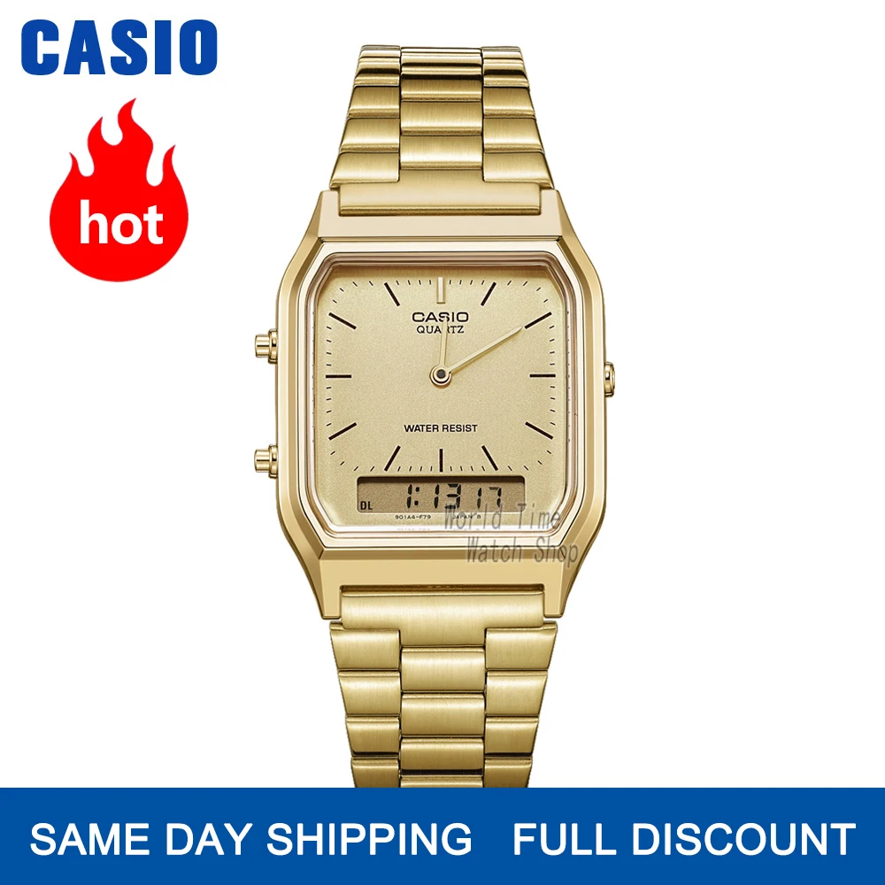 Casio montre en or montre hommes top marque de luxe Double affichage étanche Quartz numérique hommes regardent Sport militaire montre-bracelet часы