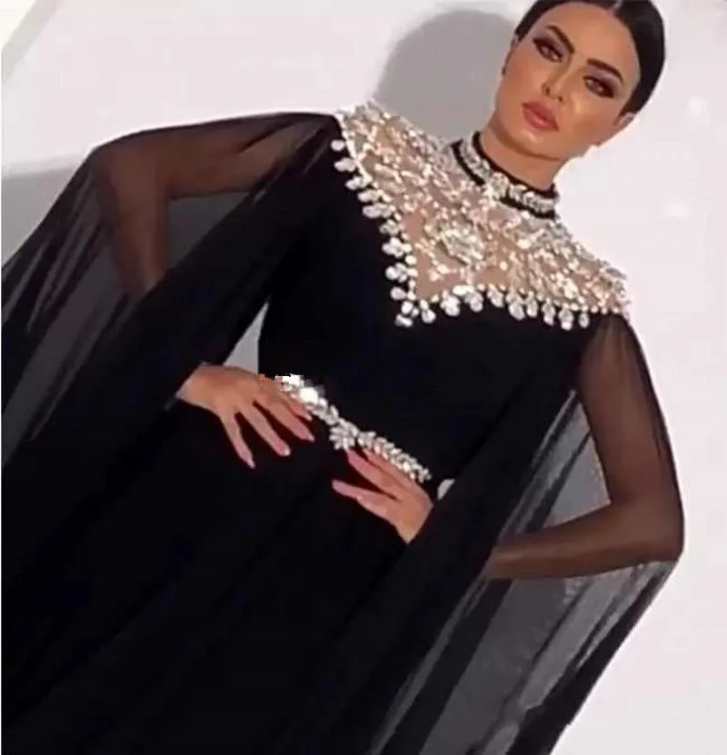 Robe de soirée à perles et col haut, tenue de bal de standing, mousseline de soie, longueur au sol, arabie saoudite, dubaï, 2020