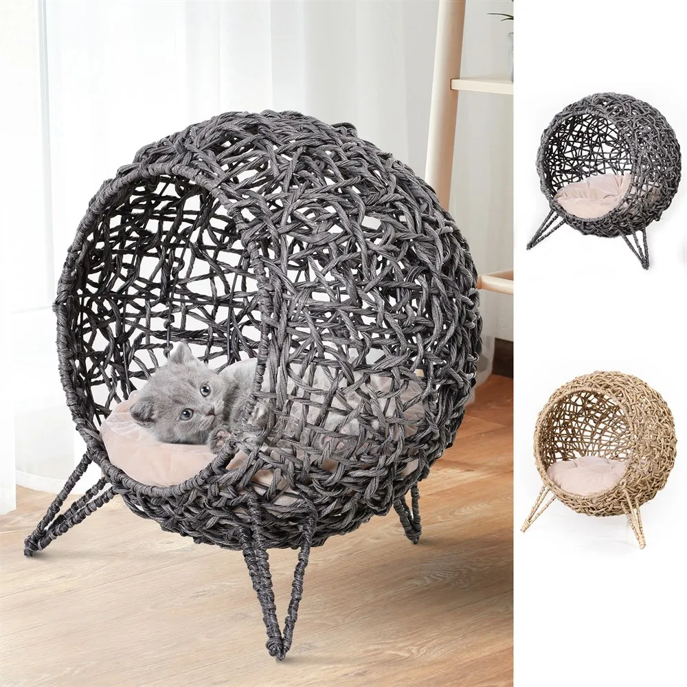 PawHut Rattan Cushion Cushion Cushion Base Raised 3 Legs .52x58cm