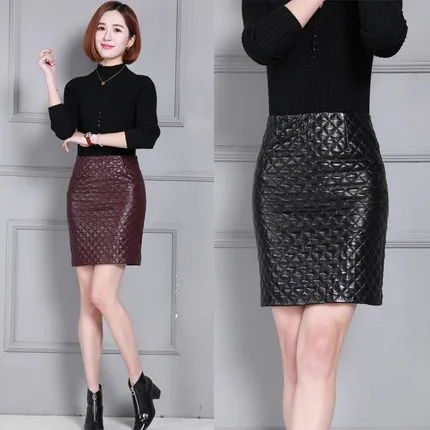 

Top brand Leather Skirt Thick Sheepskin Wrap hip Skirt K84 high quality