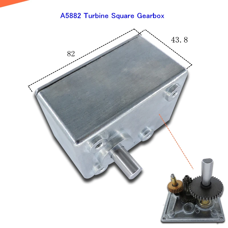 

Металлический турбинный червячный прямоугольный трансмиссионный редуктор A5882 для 4575 4260 и т. д. червячный редукторный двигатель постоянного тока 1:30 1:176/