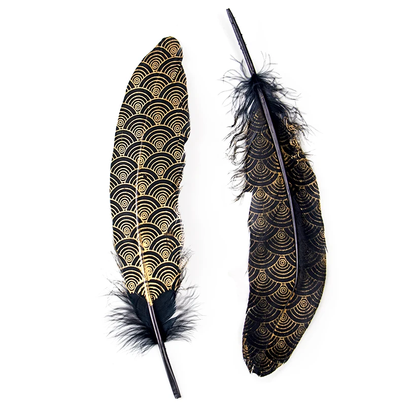Plumes d'oie naturelles noires dorées, accessoires de fabrication de bijoux pour fête de mariage, Plumes de décor de carnaval, 6-8 pouces, 10 pièces/lot