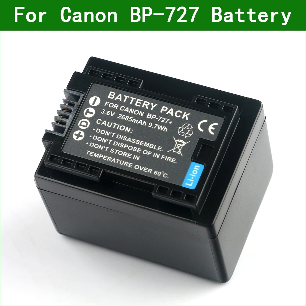 

Аккумулятор BP727 BP 3,6, 2685 в, BP-727 мА · ч, 727, для цифровой камеры Canon HF R50, R60, R70, R80, R300, R400, R500, R600, R800, M50, M500