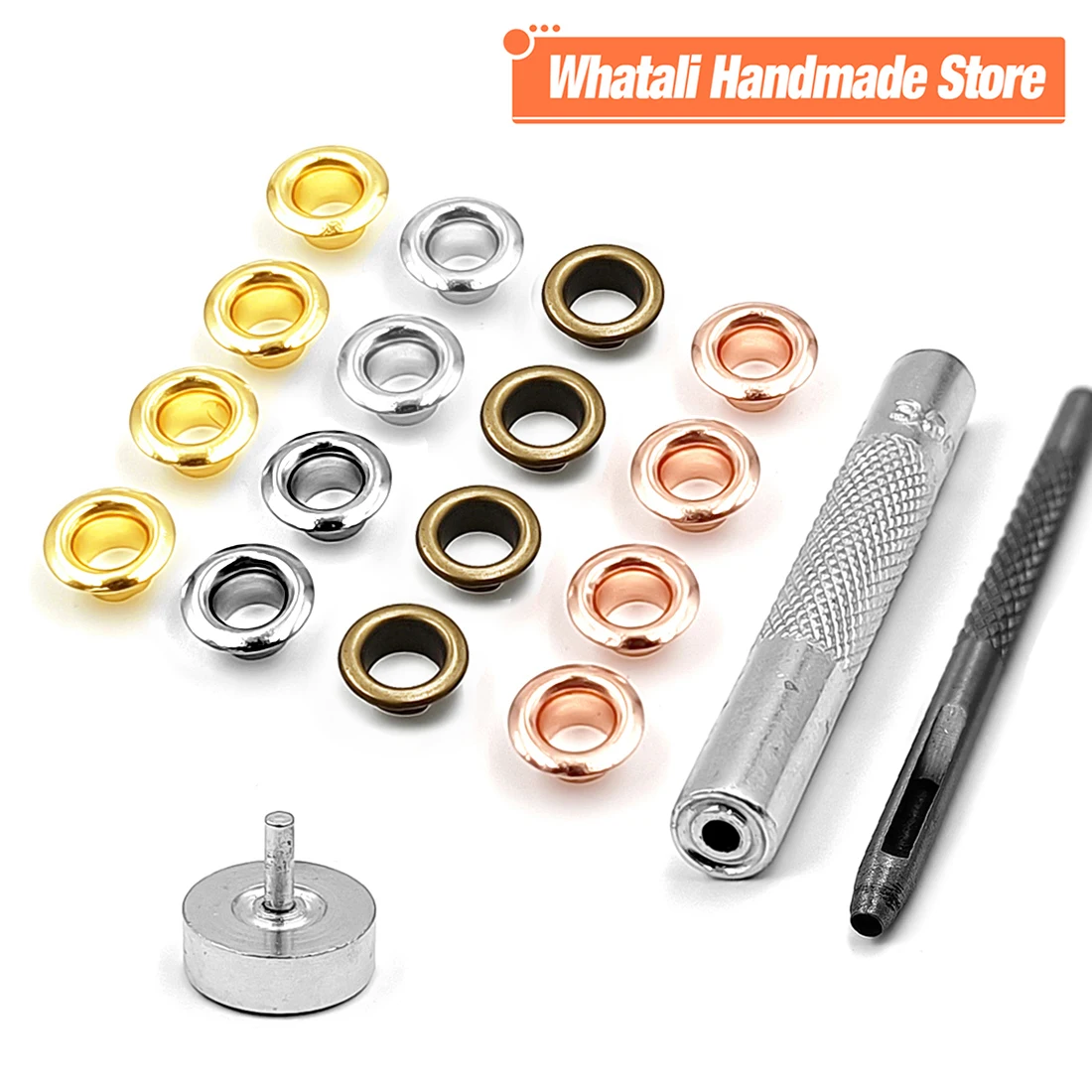 200pcs 4mm Hole Metal Eyelets Grommets with Washer Punch Set Tool Diy Clothes Shoes Belt Cap Bag Tags Leathercraft Accessories