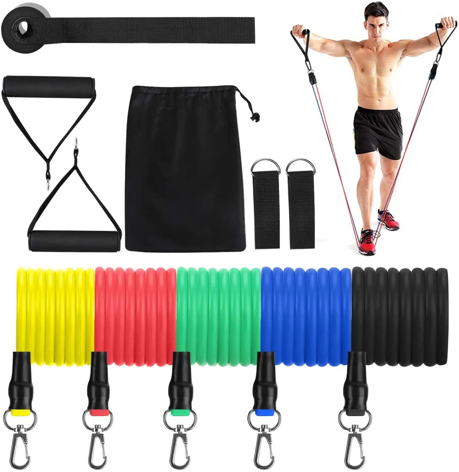 11 Pcs Resistance Bands Set Crossfit Training Exercise Yoga Tubes Pull Rope Rubber Expander Elastic Bands Fitness with Carry Bag