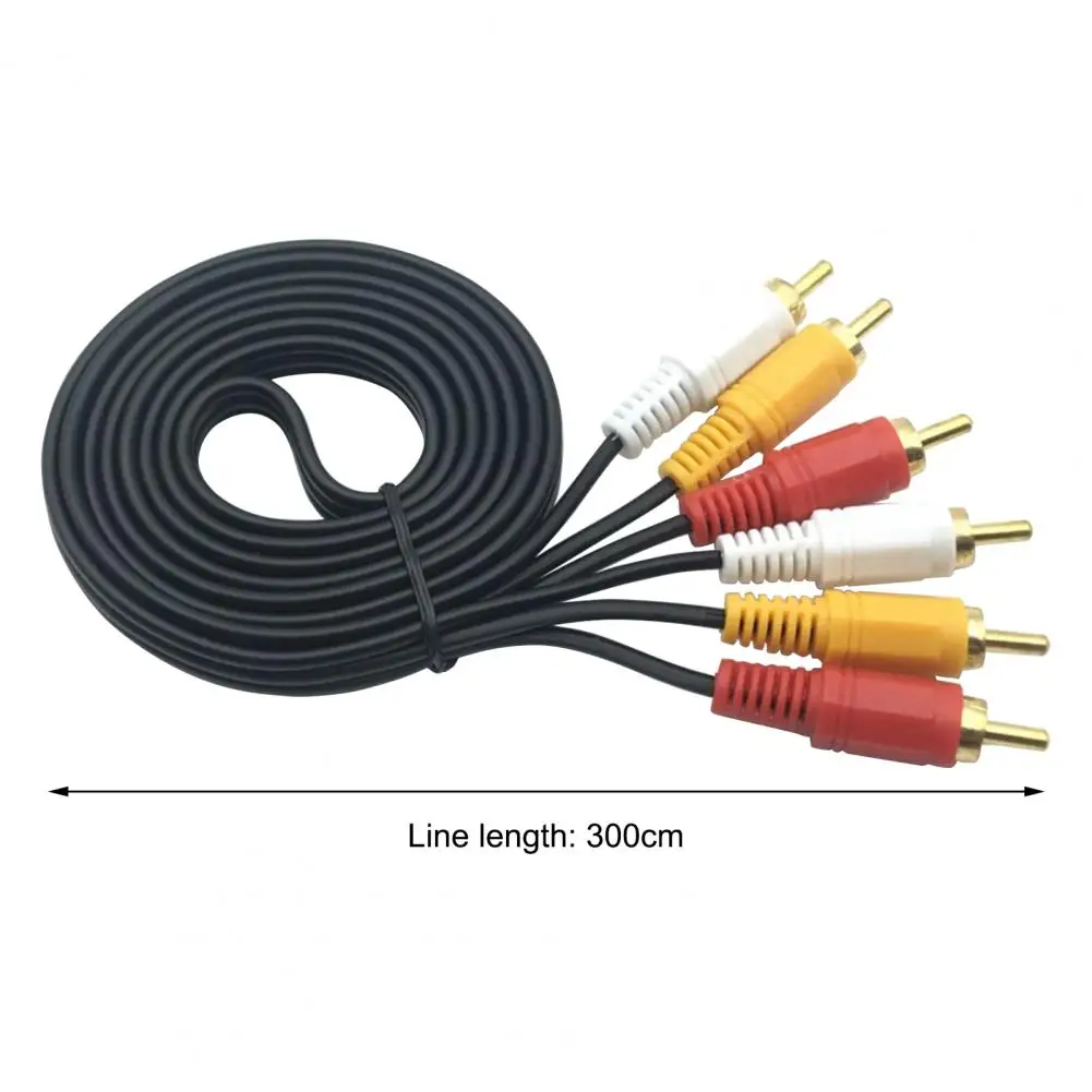 AV Audio Cable Stable Transmission High Fidelity Plug Play 3RCA to 3RCA Replaceable Audio AUX Cable for DVD