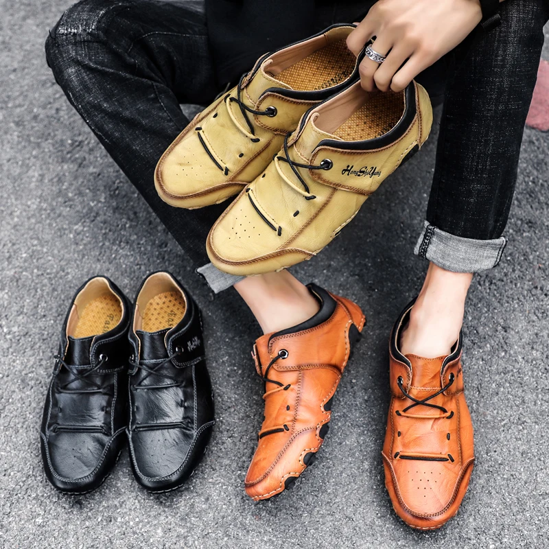 KEZZLY Big Size 47 48 Footwear Summer 2021 Genuine leather Handmade Leather Vintage Men Shoes Casual Loafers Male Driver Soft