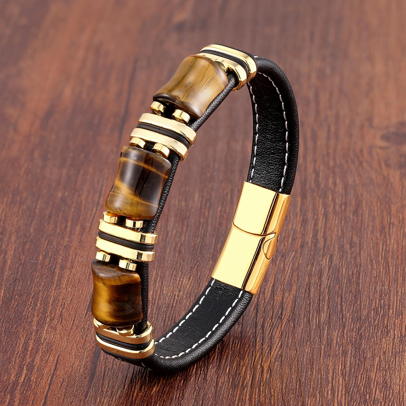 

Natural Stone,Tiger Eye Bracelet,Black Leather Rope Chain,Men Bracelet,Stainless Steel Bracelet,Women Fashion Jewelry,Wholesale