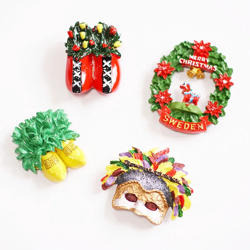 Refrigerator Creative Christmas Sweden Netherlands Hawaii World Travel Commemorative Magnet Magnetic Decorative Fridge Magnet