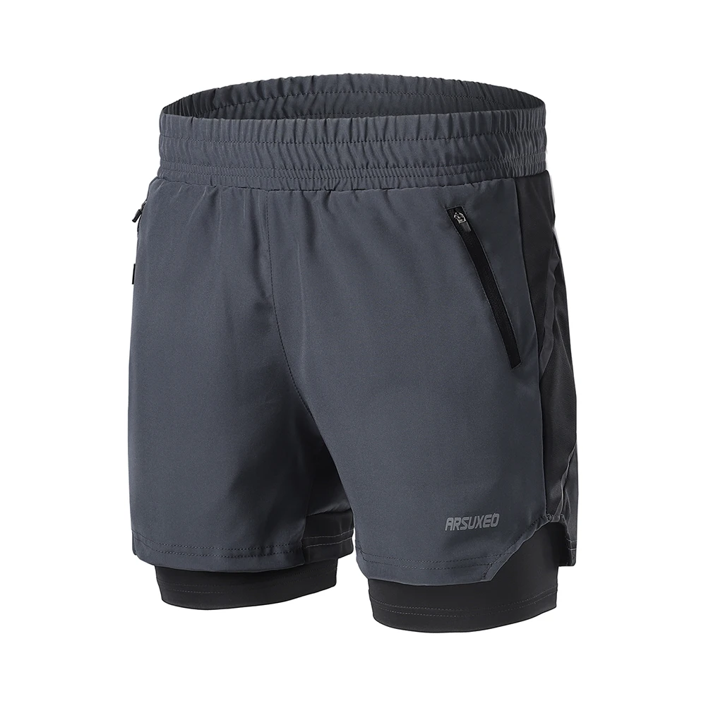 ARSUXEO Herren-Laufshorts, 7 Zoll, 2-in-1, schnell trocknend, für sportliches Training, Joggen, Sport, Fitness, mit Reißverschlusstasche, Workout
