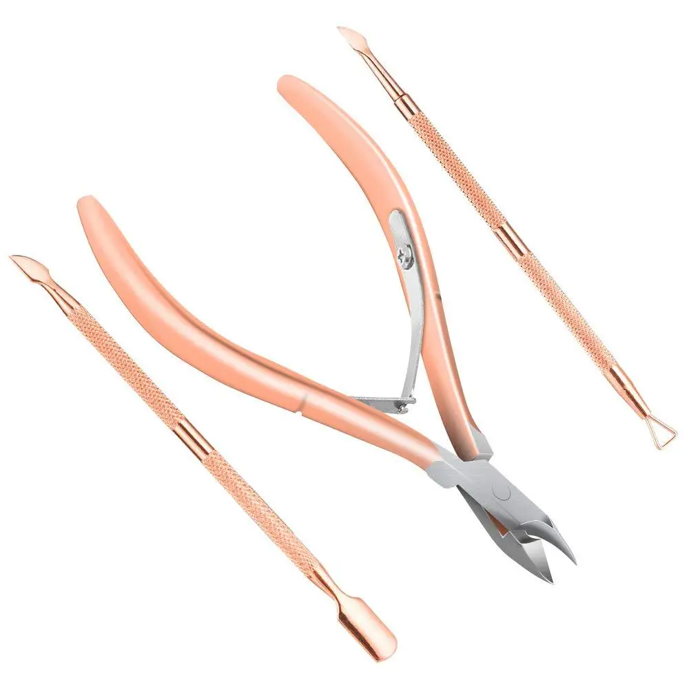 5pcs Nail Cuticle set Nipper Scissor black/rose gold Tweezer Clipper Dead Skin Remover Scissor Plier Pusher nail art beauty Tool