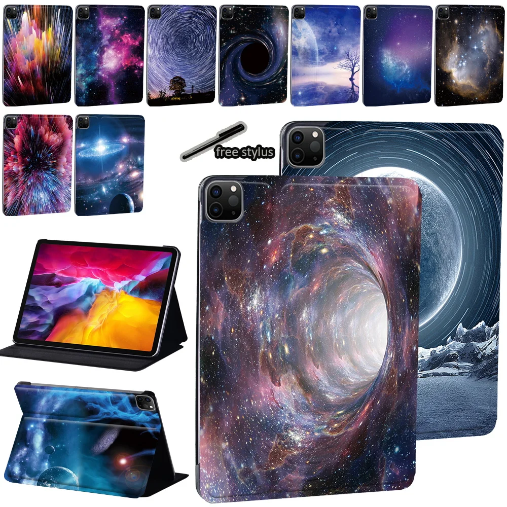 

For Apple IPad Pro 9.7"/ Pro 11" 2018/2020 /Pro 2nd 10.5" Printing Pattern star space Series Pu Leather Tablet Cover Case+Stylus