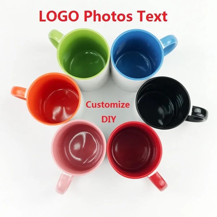 DIY Customized Ceramic Mug 11oz Purple Color inside and handle inside cup photo customize picture gifts MAZWEI Daily Store