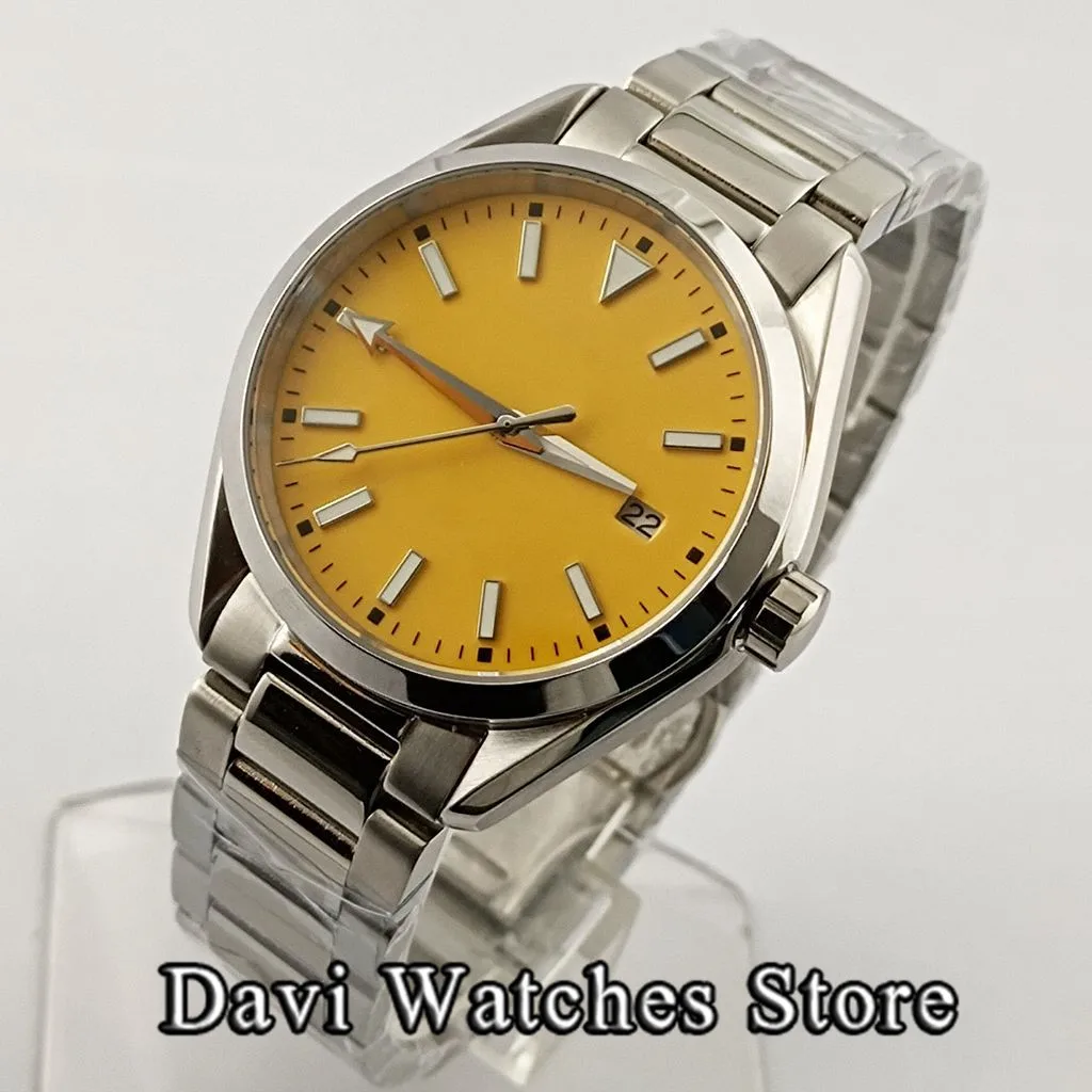 

Corgeut New Sterile 41mm Top Mens Watches Yellow Dial Luminous Sapphire Glass NH35 Automatic Movement Male Wristwatch