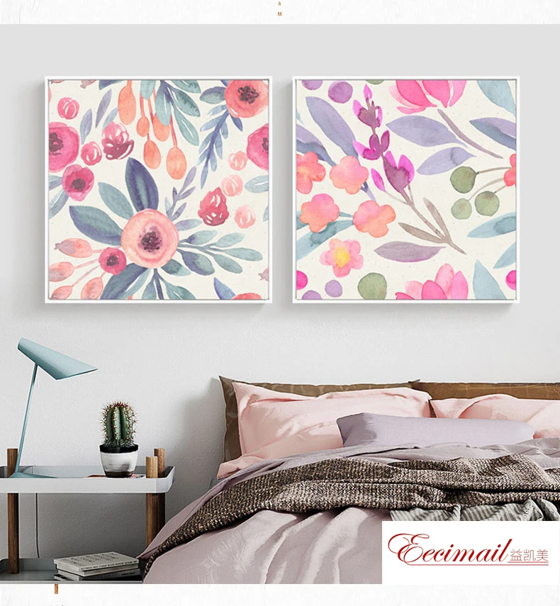 

EECAMAIL Nordic Fresh Diamonds Painted Diamonds Embroidered Flowers Living Room Diamond Cross Stitch Bedroom Two Paintings