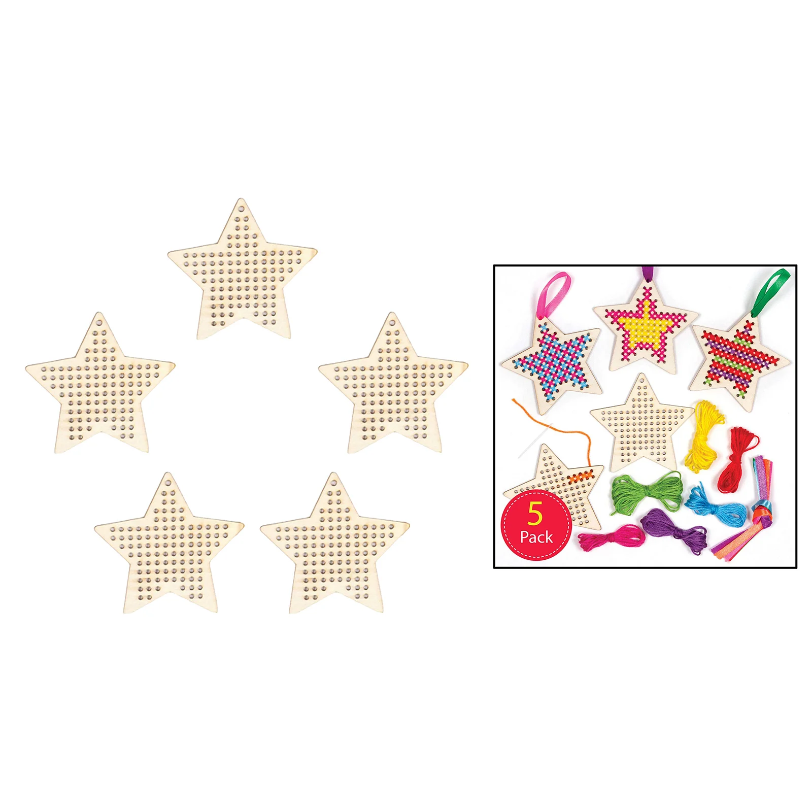 5x Cross Stitch Pendant Blank Star Unfinished Decorative for Crafts DIY Handmade Counted Embroidery Cross Stitch Sewing Frames