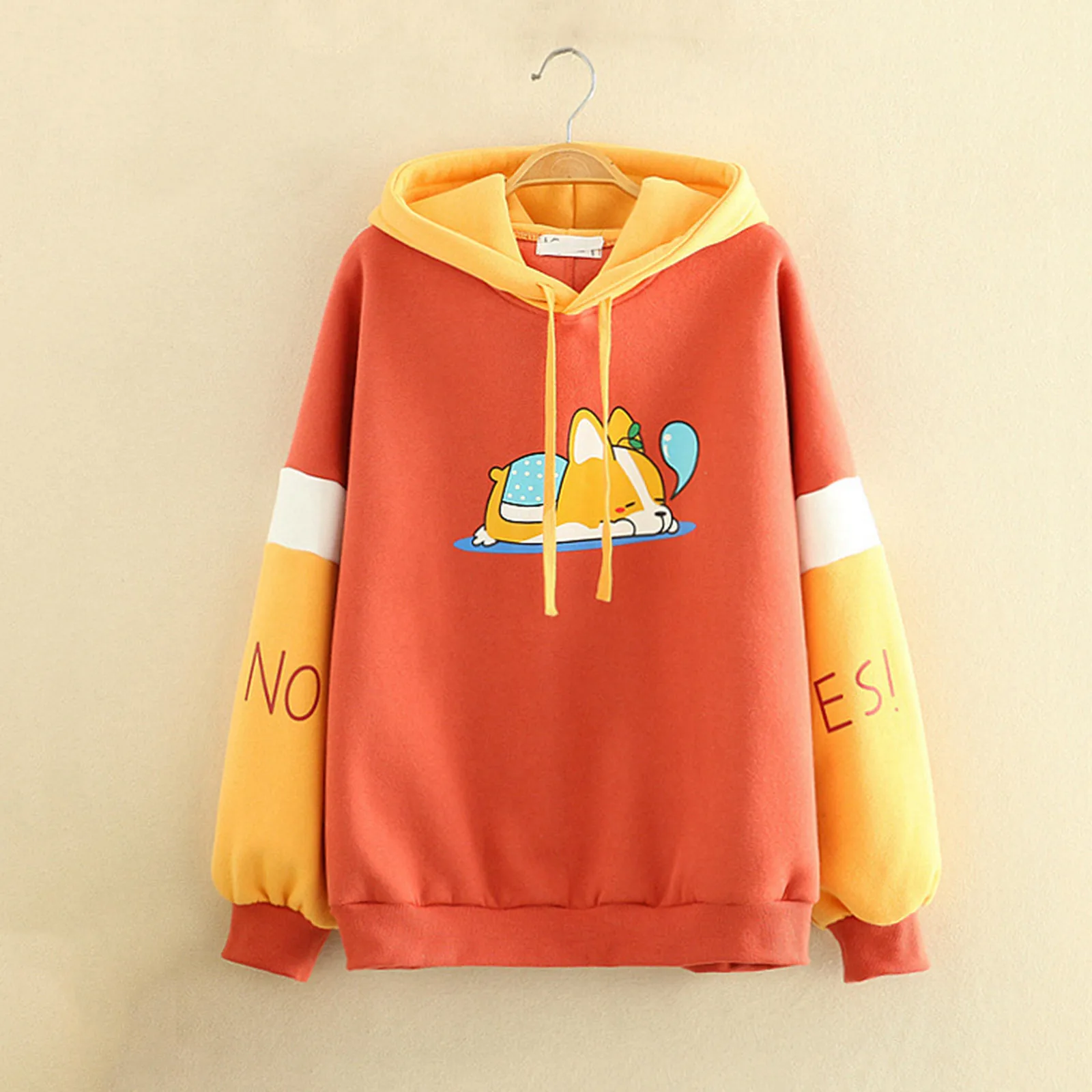 Kawaii Sweatshirts Women Girls Pullovers Sweet Teens Tops Cartoon Animal Corgi Dog Hooded Long-sleeve Female Hoody Spring Autumn