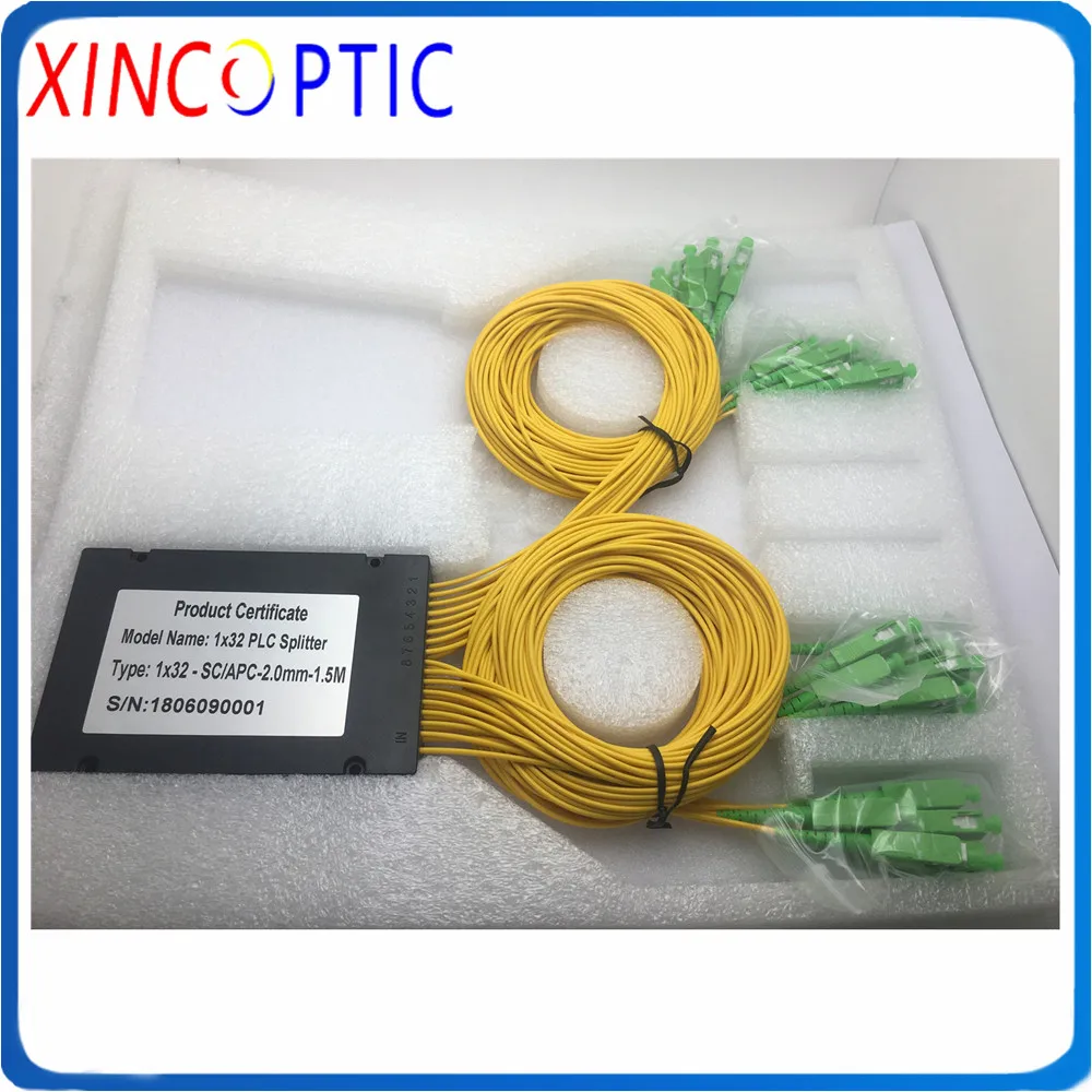 

3.0mm 1x32 1M ABS Box Module Type SC/ST/FC/APC Connector G657A Yellow Jacket Fiber Optical PLC Splitter/Coupler