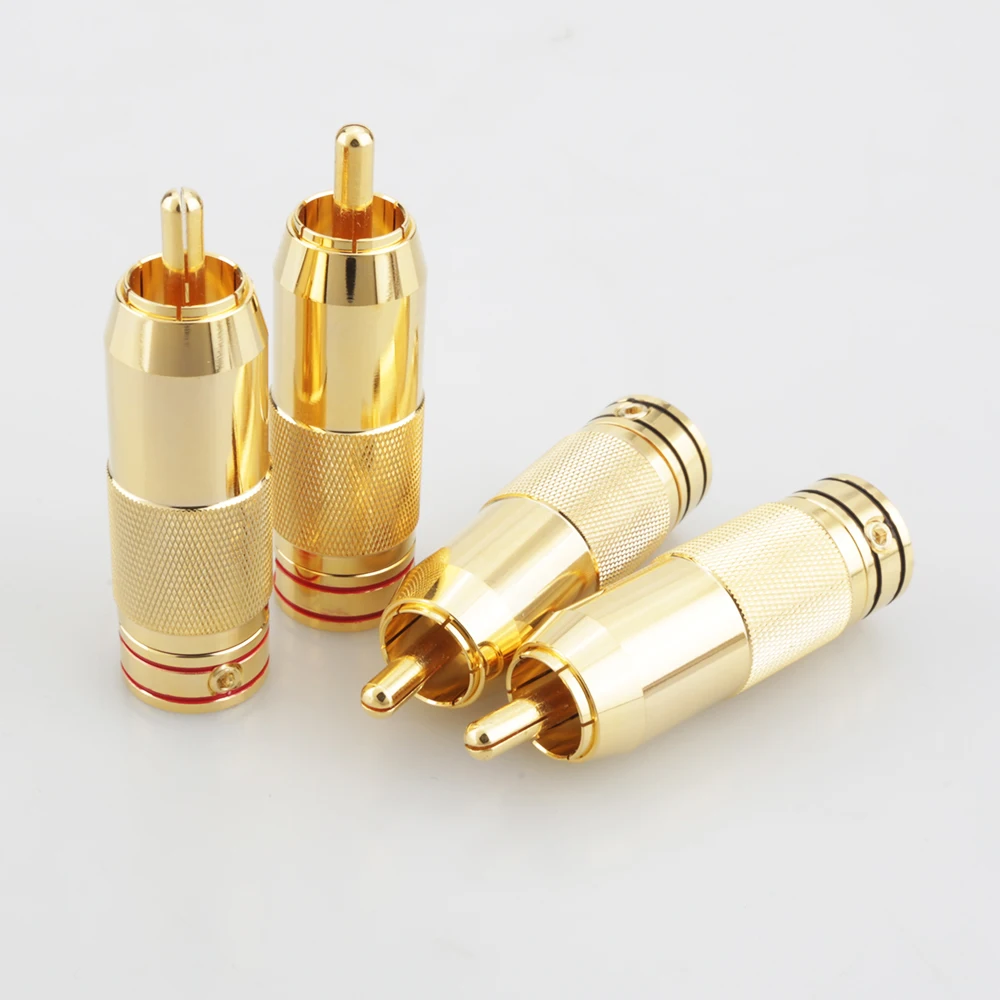 Audiocrast RCA Plug Solder Gold Audio Video Adapter Cable Connector Cable Connector Phono RCA Connetor